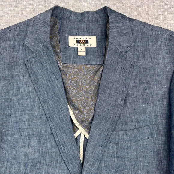 Joseph Abboud Linen Sport Coat Blazer Jacket Men Medium Blue Lightweight Coastal - Picture 12 of 14